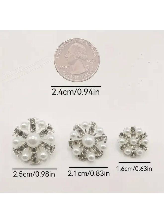 8pcs Alloy Buttons 2 1cm Rhinestone Pearl for Sewing Crafts Wedding Decor - Image 3